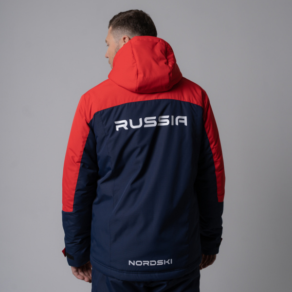 Утепленная куртка NORDSKI Mount dark blue/red с гербом на груди