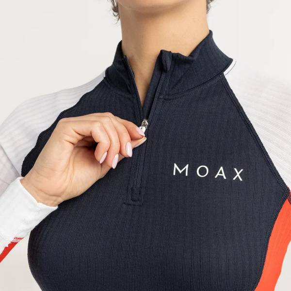 Комплект термобелья Moax Race LS с воротником женский т.синий красный