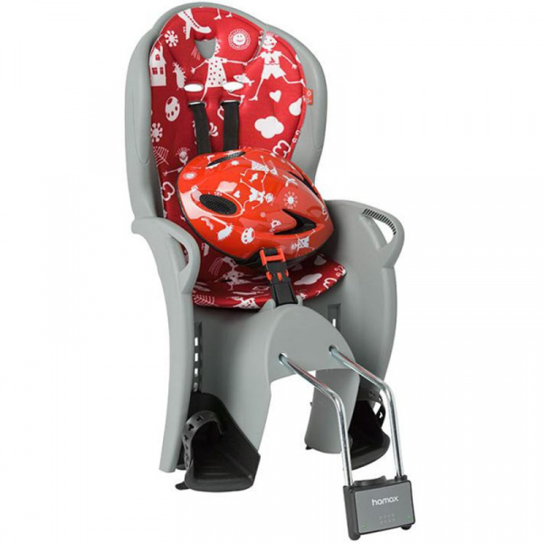 Детское велокресло Hamax 2021 Kiss Safety Package & Helmet Medium Grey/Red (б/р)
